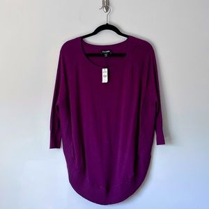 Express Eggplant Purple 3/4 Sleeve Cocoon Sweater